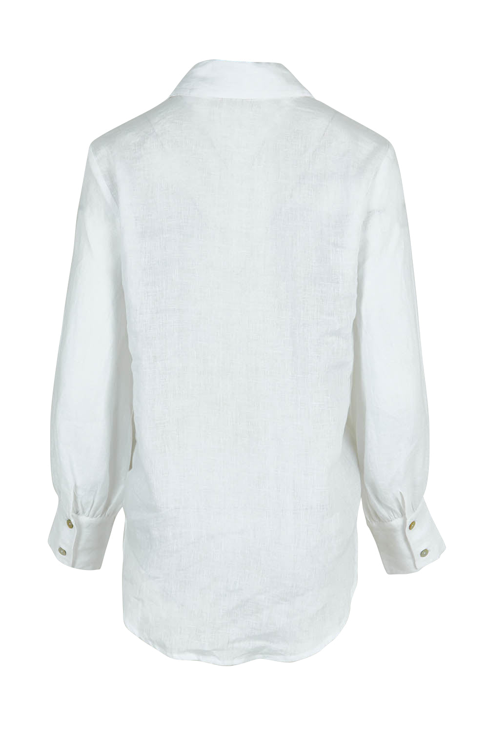 Product shot of the Studio Linen Shirt in colour Salt (White), from the back