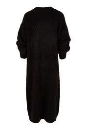 Product shot of the Howie Cable Cardigan in colour Ebony (Black), from the back