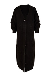 Product shot of the Howie Cable Cardigan in colour Ebony (Black), from the front