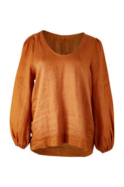 Product shot of the Nama Top in colour Ochre, from the front
