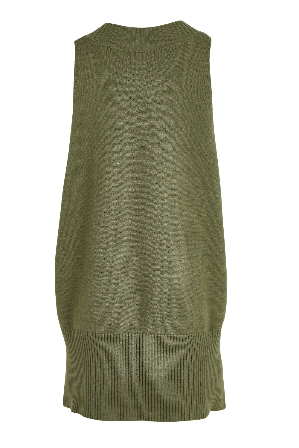 Product shot of the Nakako Vest in colour Moss (Green), from the back