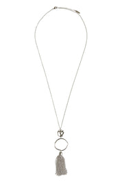 Product shot of the Meta Large Necklace in colour Silver (Metallics), from the front