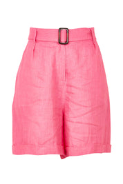 Product shot of the Halcyon Linen Shorts in colour Musk (Pink), from the front