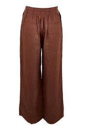 Product shot of the Studio Linen Pant – Chocolate in colour Chocolate, from the back