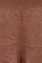 Product shot of the Studio Linen Pant – Chocolate in colour Chocolate, showing detail