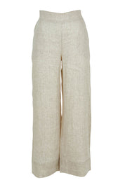 Product shot of the Studio Linen Pant in colour Tusk, from the front