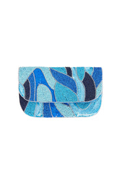 Product shot of the Elysian Beaded Clutch in colour Bluemix (Blue), from the front