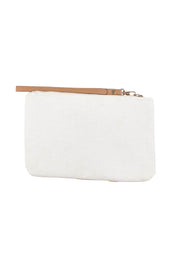 Product shot of the Elysian Beaded Pouch in colour Multi (Pink), from the back