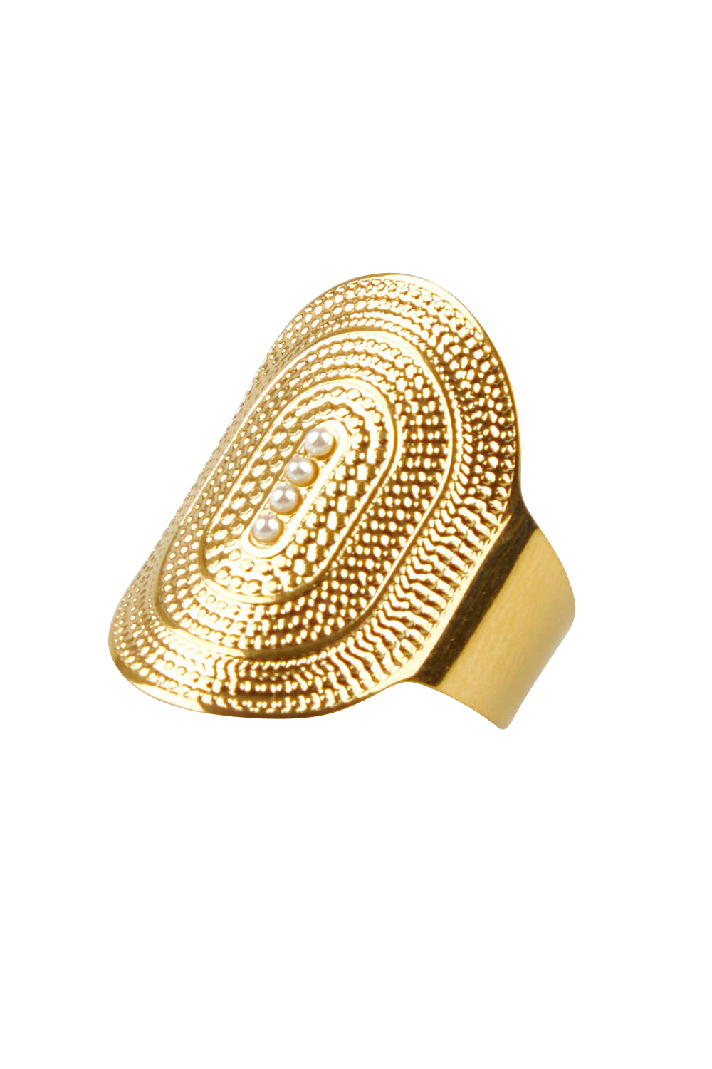 Product shot of the Heritage Ring in colour Goldband (Metallics), from the front