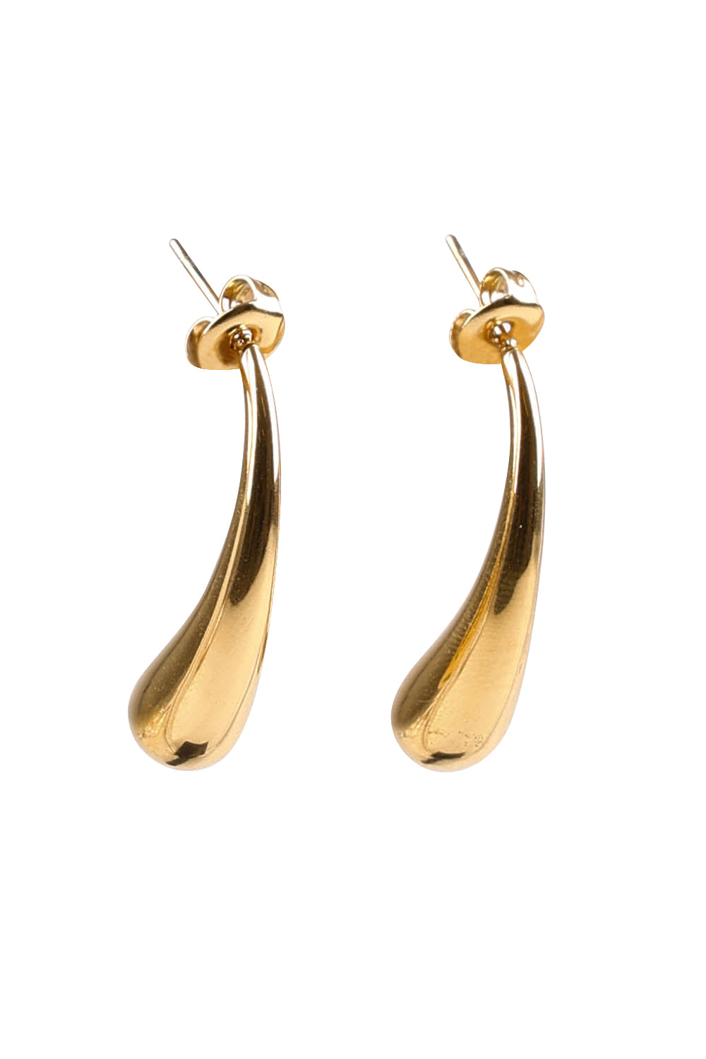 Product shot of the Halcyon Drop Earring in colour Gold (Metallics), from the front