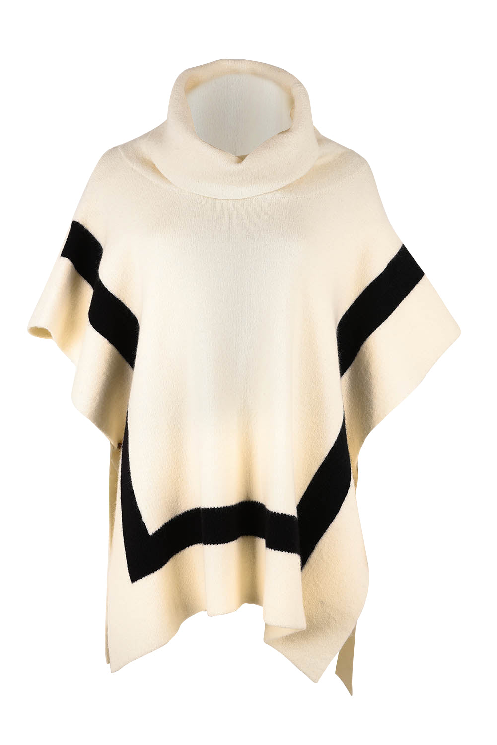 Product shot of the Avino Poncho in colour Ecru, from the front