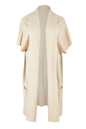 Product shot of the Palmer Vest Cardigan in colour Ecru, from the front