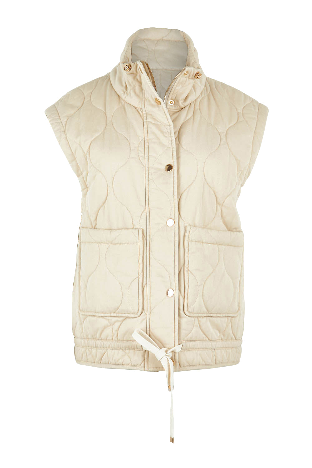 Product shot of the Pepi Cotton Vest in colour Ecru, from the front