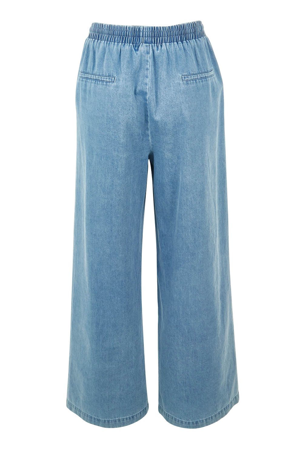 Product shot of the Pepi Wide Leg Denim Pant in colour Denim (Blue), from the back
