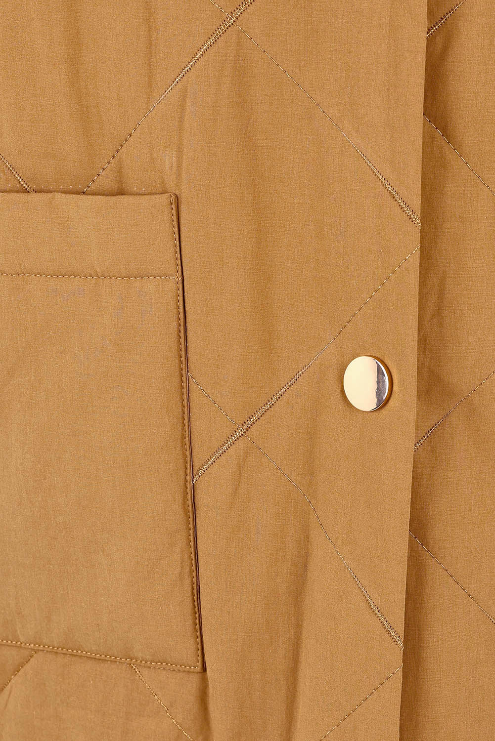 Product shot of the Argo Long Line Cotton Vest in colour Hazel, detail