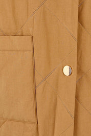 Product shot of the Argo Long Line Cotton Vest in colour Hazel, detail