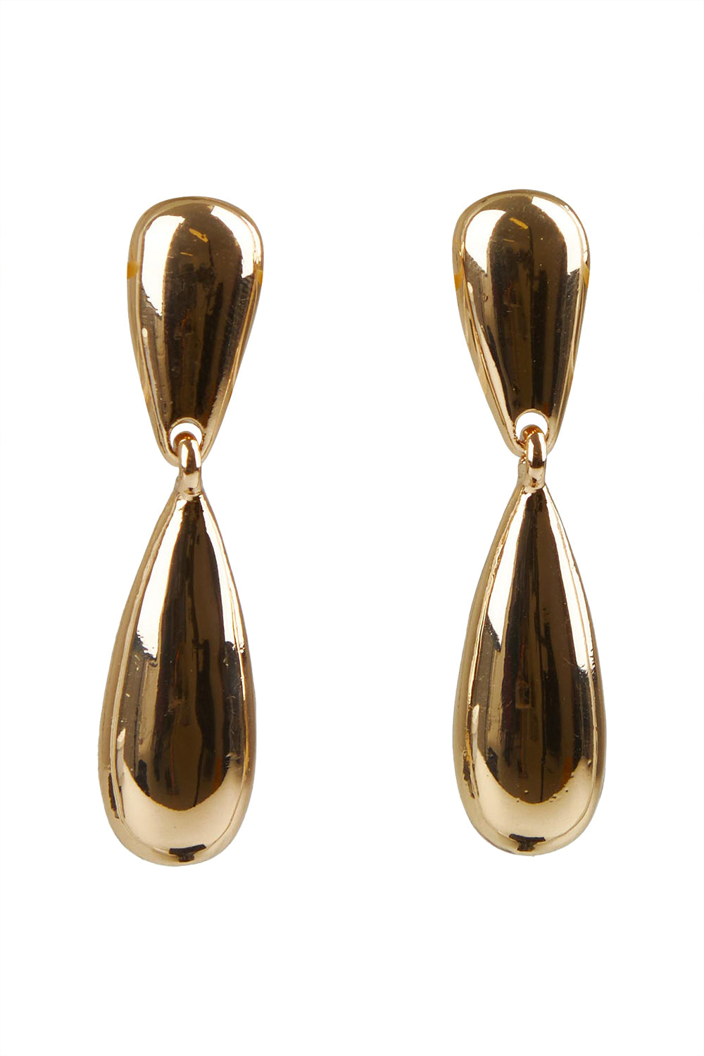 Product shot of the Pepi Drop Earring in colour Gold (Metallics), from the front