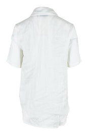 Product shot of the Studio Linen Short Sleeve Shirt in colour White (White), from the back