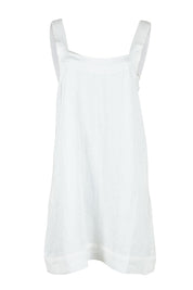 Product shot of the Studio Linen Short Tank Dress in colour White (White), from the front