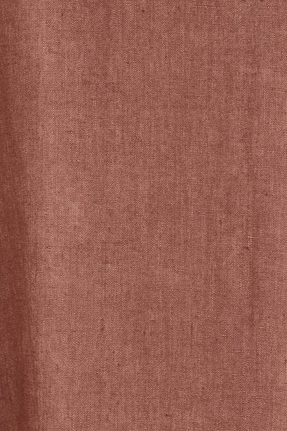 Product shot of the Studio Linen Short Tank Dress – Chocolate in colour Chocolate, showing detail