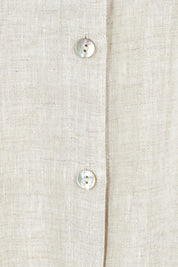 Product shot of the Studio Linen Short Shirt Dress in colour Dune, detail