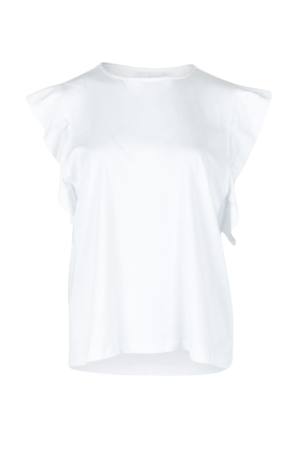 Product shot of the Francia Frill Cotton Tank in colour White (White), from the front