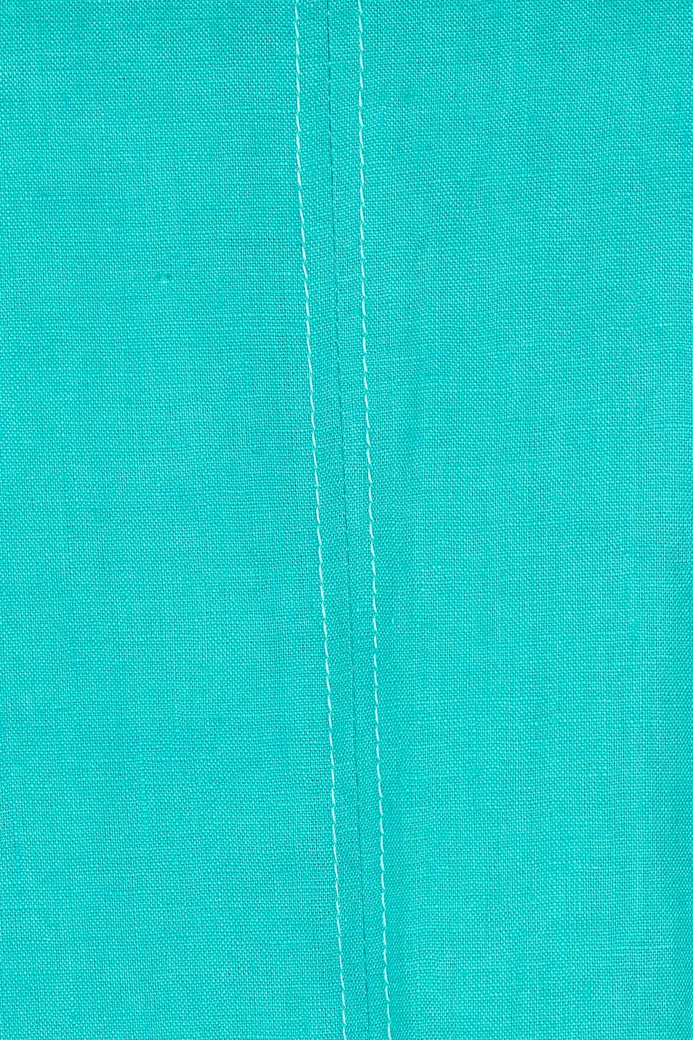 Product shot of the Miramar Linen Tank Dress in colour Lagoon (Blue), detail