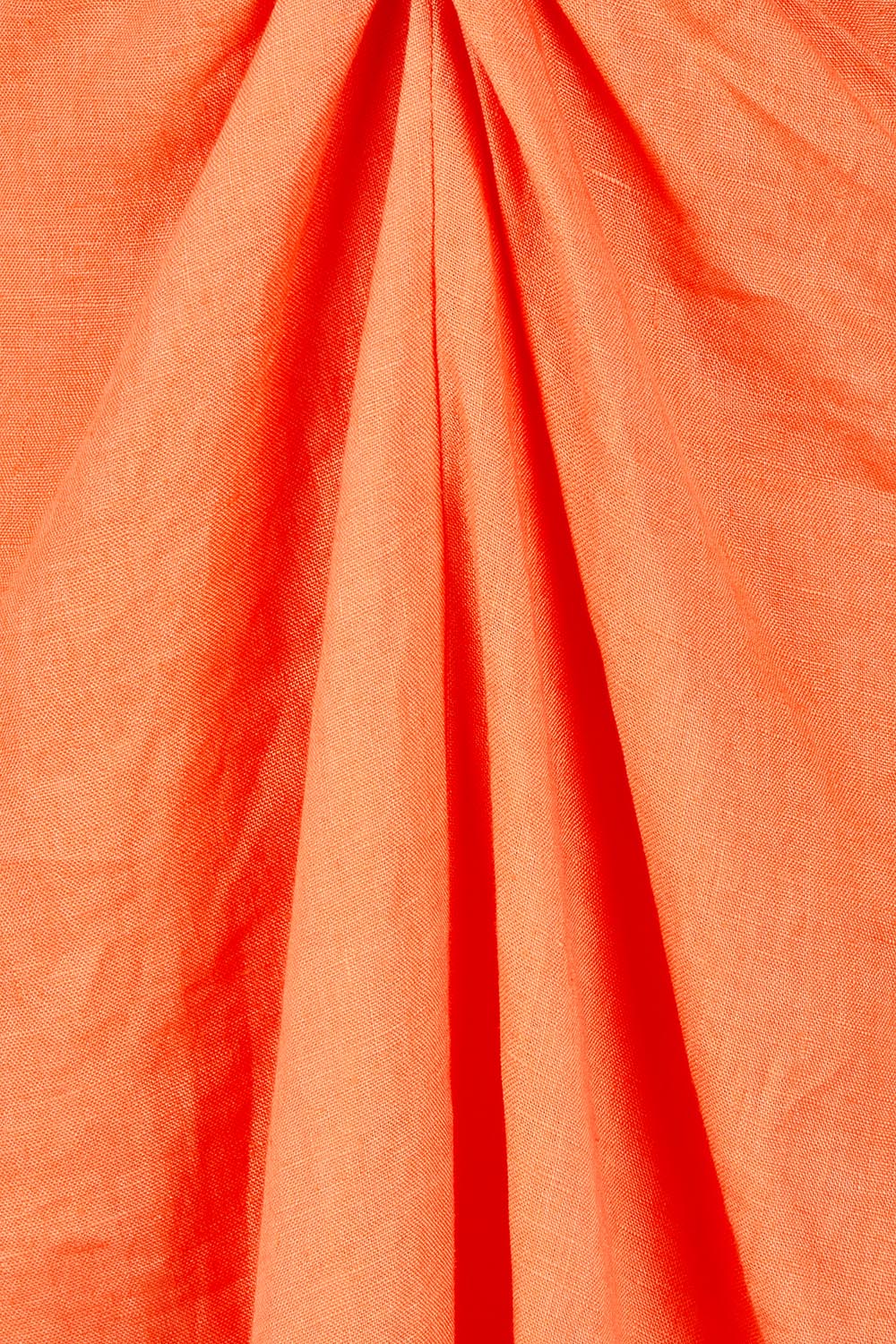 Product shot of the Miramar Twist Linen Maxi Dress in colour Coral (Red), detail