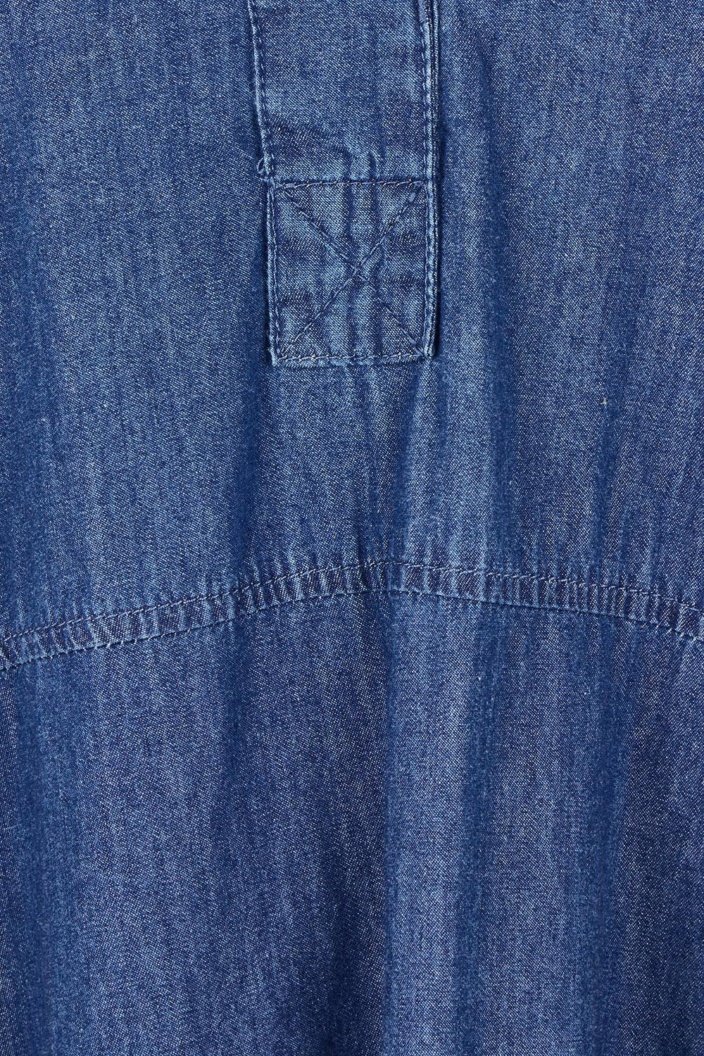 Product shot of the Melenia Denim Collared Dress in colour Indigo (Blue), detail