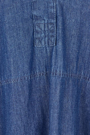 Product shot of the Melenia Denim Collared Dress in colour Indigo (Blue), detail