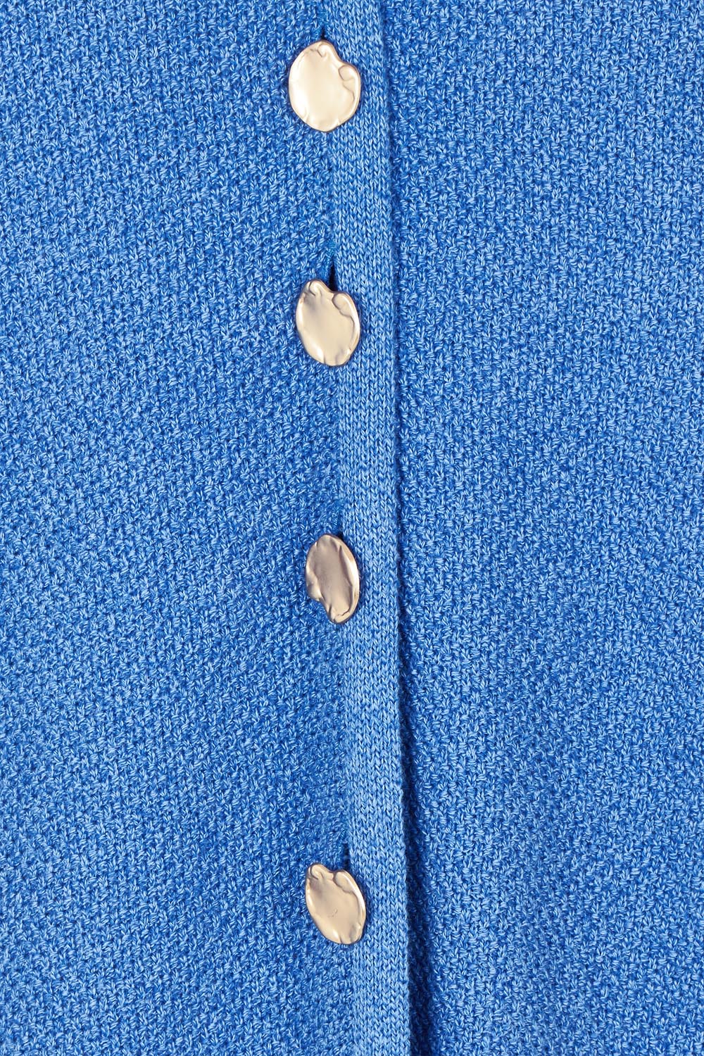 Product shot of the Artemis Cotton Knit Vest in colour Aegean (Blue), detail