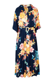 Product shot of the Parisio Belt Shirt Dress in colour Indigobloo, from the front
