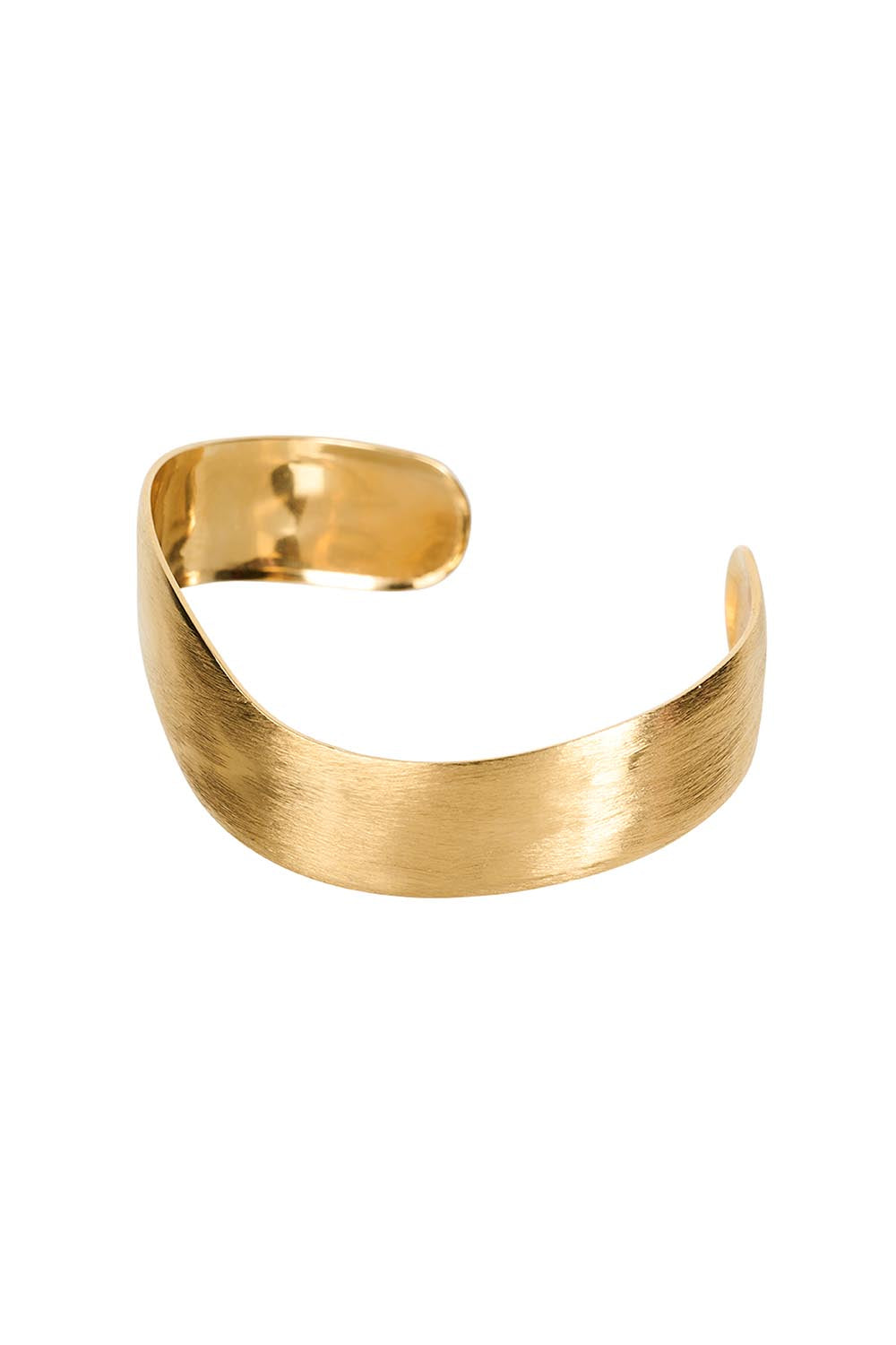 Product shot of the Francia Ripple Cuff in colour Gold (Metallics), from the front
