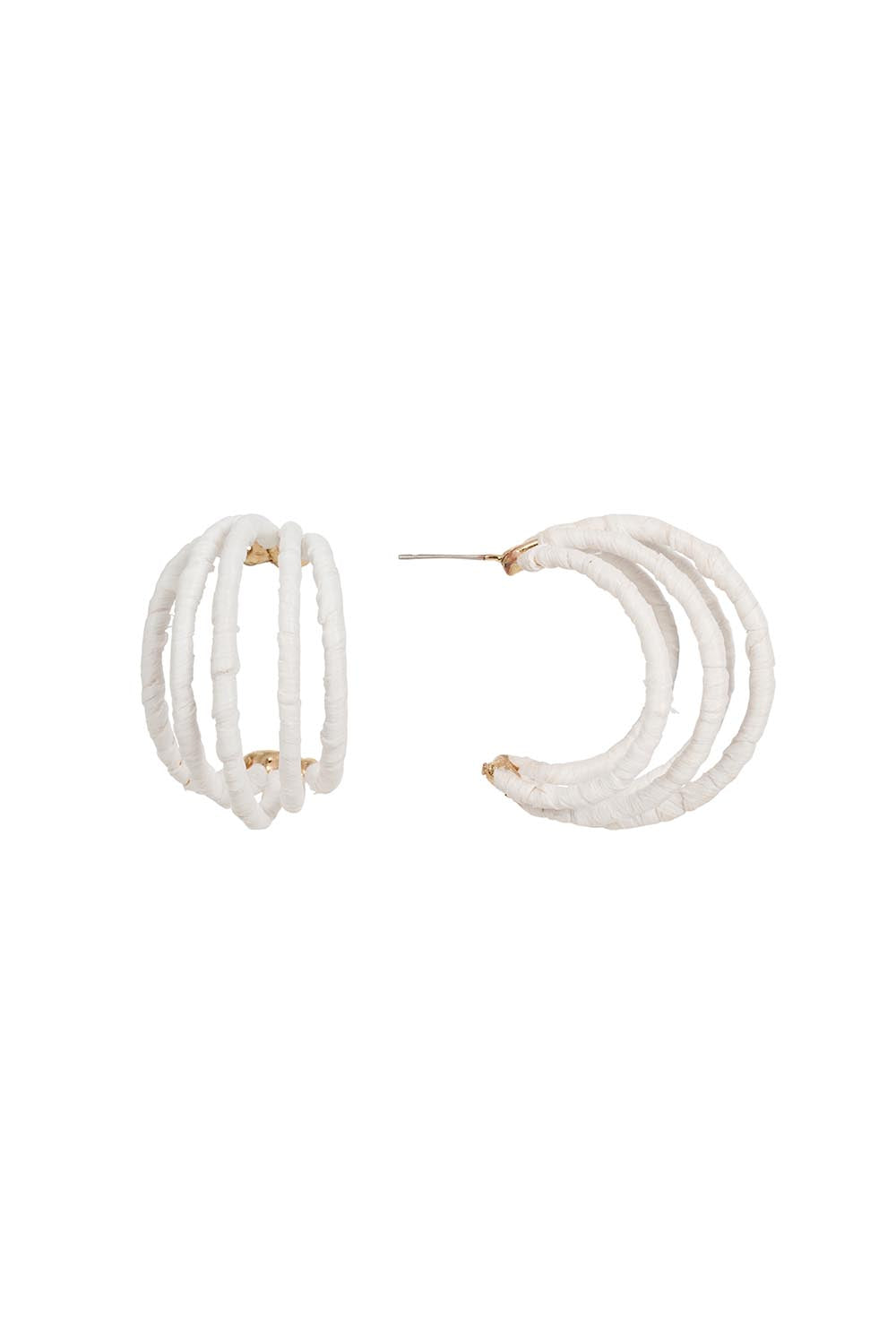 Product shot of the Matera Layer Wrap Hoops in colour White (White), from the front