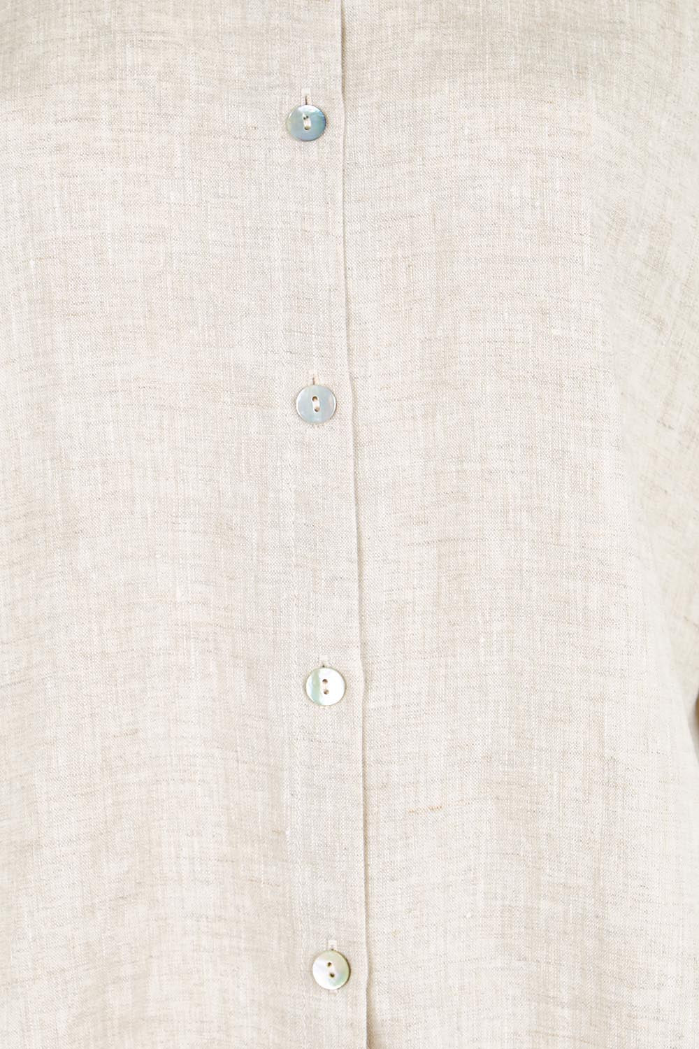 Product shot of the Studio Linen Button Top Jacket – Tusk in colour Tusk, showing detail