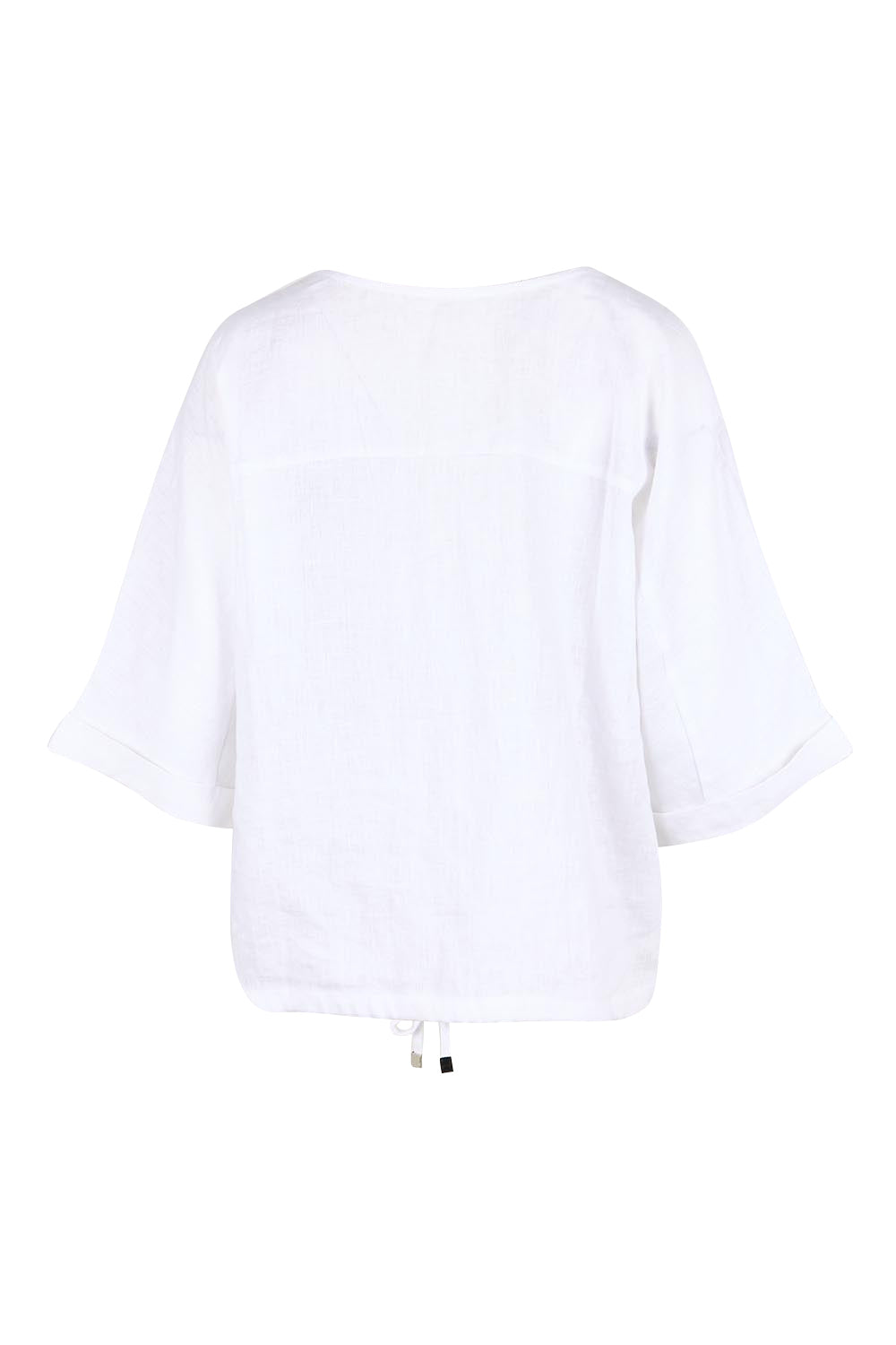 Product shot of the Studio Linen Button Top Jacket – White in colour White, from the back