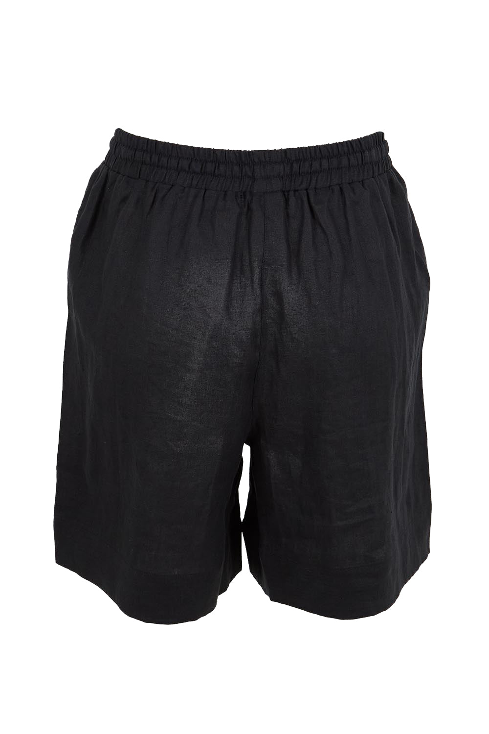 Product shot of the Studio Linen Bermuda Short – Black in colour Black, from the back