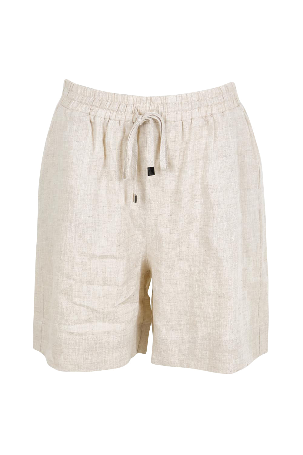 Product shot of the Studio Linen Bermuda Short – Tusk in colour Tusk, from the front