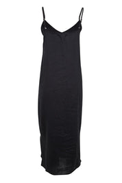 Product shot of the Studio Linen Tank Maxi Dress – Black in colour Black, from the back