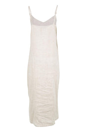 Product shot of the Studio Linen Tank Maxi Dress – Tusk in colour Tusk, from the back