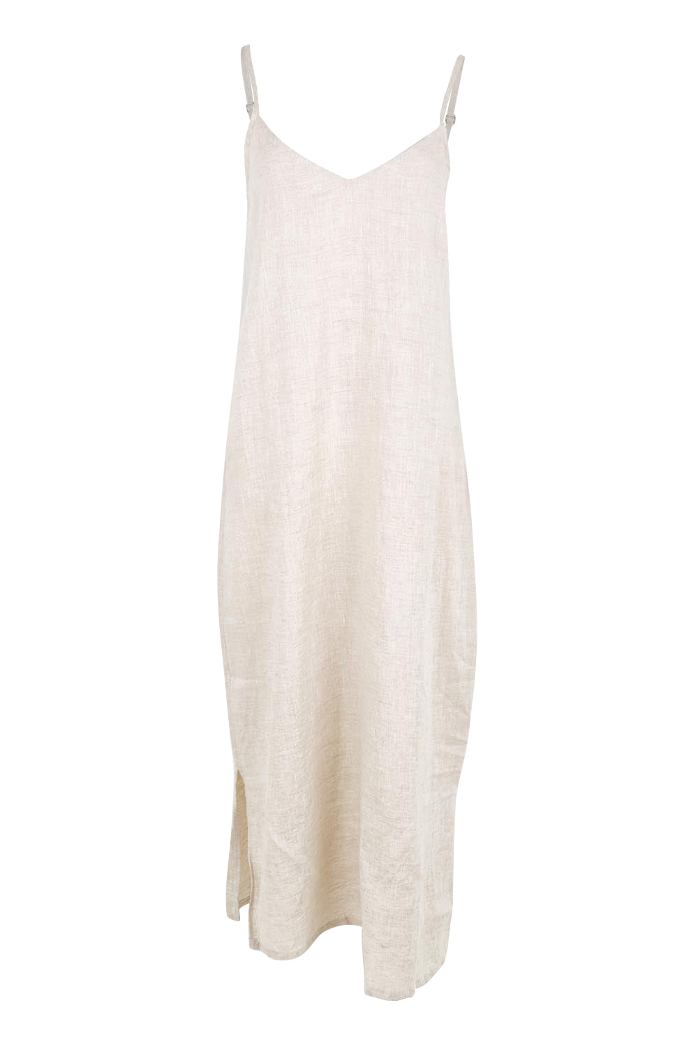 Product shot of the Studio Linen Tank Maxi Dress – Tusk in colour Tusk, from the front