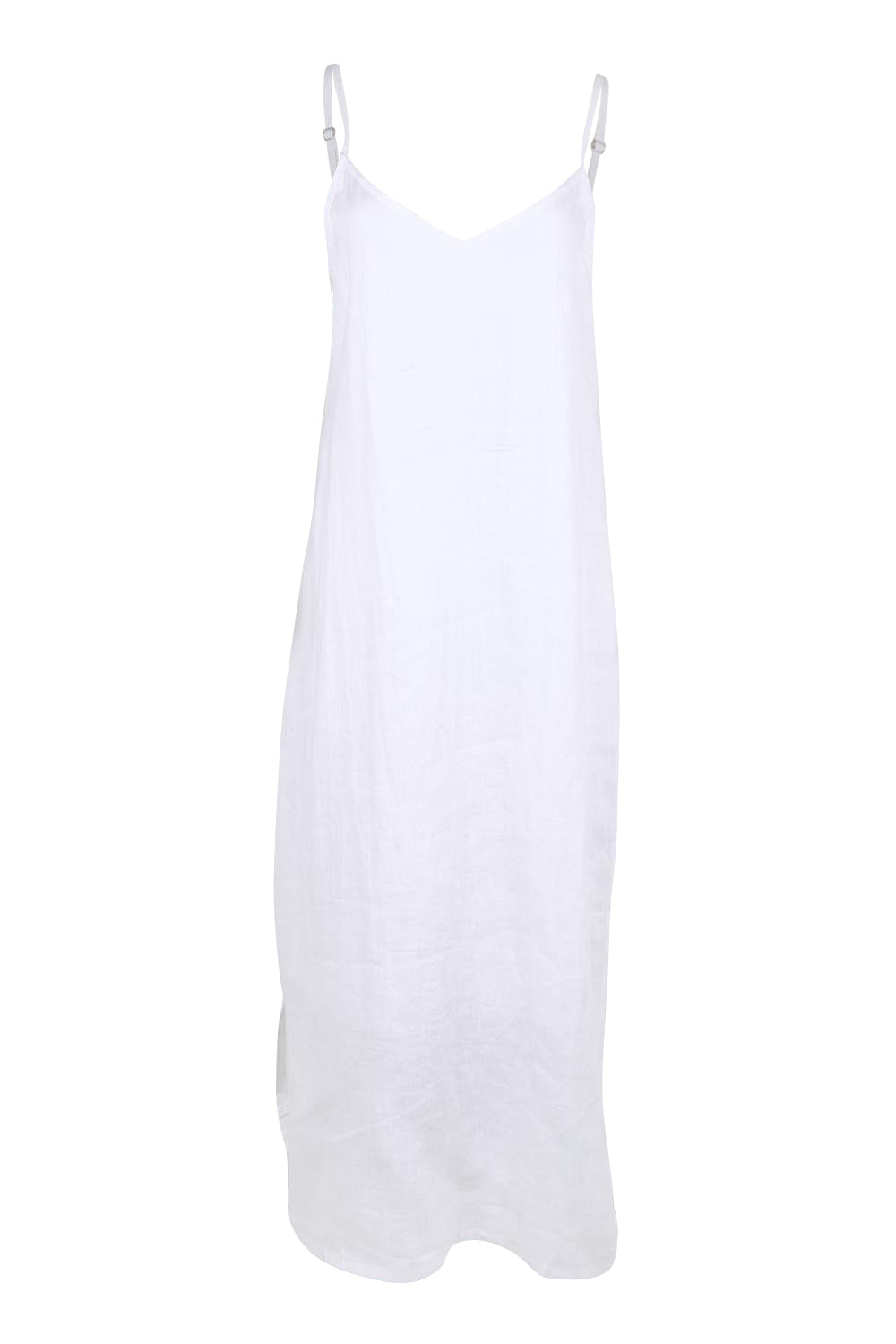 Product shot of the Studio Linen Tank Maxi Dress – White in colour White, from the front