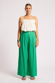Model Genericm wearing size sample of the Cove Palazzo Pant – Jade in colour Jade, from the front