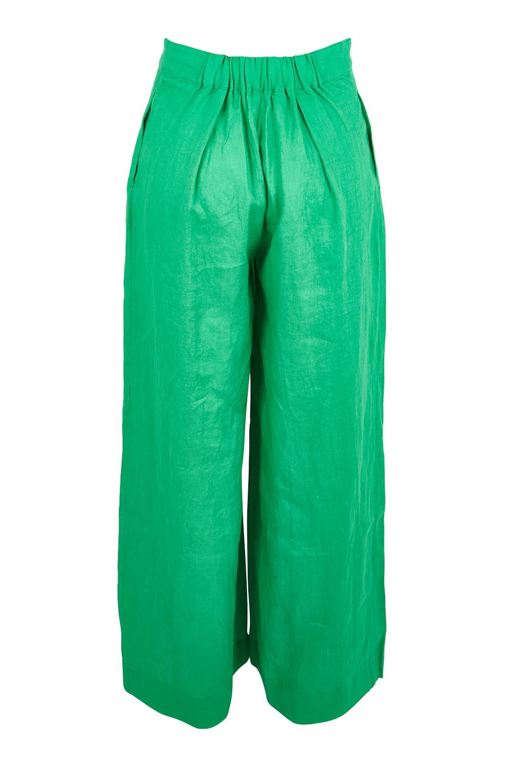 Product shot of the Cove Linen Palazzo Pant – Jade in colour Jade, from the back
