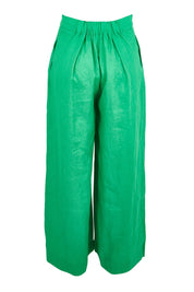 Product shot of the Cove Linen Palazzo Pant – Jade in colour Jade, from the back