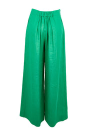 Product shot of the Cove Palazzo Pant – Jade in colour Jade, from the back