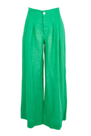 Product shot of the Cove Linen Palazzo Pant – Jade in colour Jade, from the front