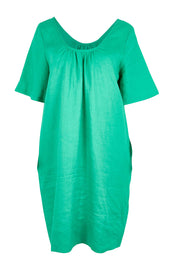 Product shot of the Cove Dress – Jade in colour Jade, from the front