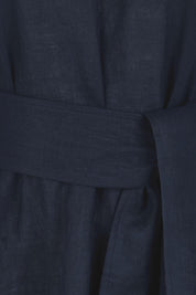 Product shot of the Cove Tank Linen Maxi Dress – Indigo in colour Indigo, showing detail