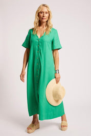 Model Genericm wearing size sample of the Cove Maxi Dress – Jade in colour Jade, from the front